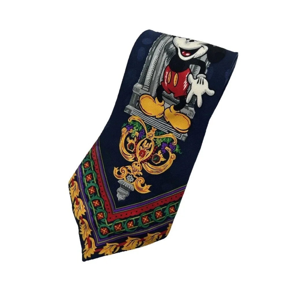 Vintage Disney Store Mickey Mouse 100% Silk Colorful Neck Tie ‎ 57.75